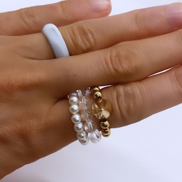 NWT Wool + Pepper Co. Beaded Ring Stack (3 Rings) - Picture 3 of 6